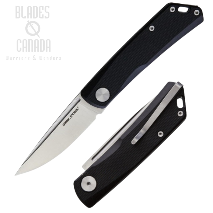 Real Steel Luna Lite Slipjoint Folding Knife, D2, G10 Black, 7031